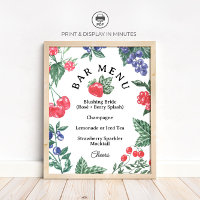Berry Cocktail Bar Menu Bridal Shower Sign
