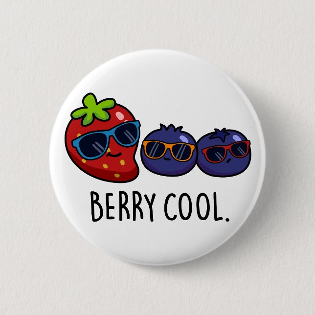 Berry Cool Funny Strawberry Blueberry Pun  6 Cm Round Badge (Front)