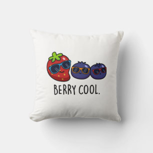 Berry Cool Funny Strawberry Blueberry Pun Cushion