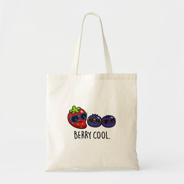 Berry Cool Funny Strawberry Blueberry Pun  Tote Bag (Front)
