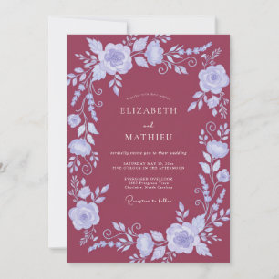 Berry Cornflower Vine Wedding Invitation