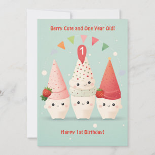 Berry Cute 1st Anniversary Birthday Card