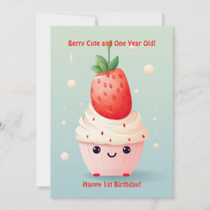 Berry Cute 1st Anniversary Birthday Card