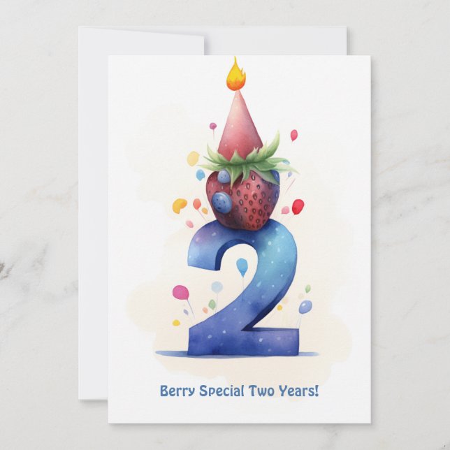 Berry Cute 2nd Anniversary Birthday Card (Front)