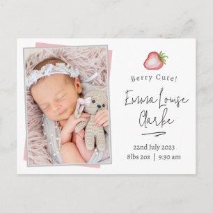 Berry cute birth announcement card with photo