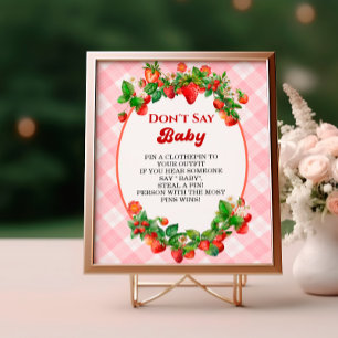 Berry Cute Pink Gingham Dont Say Baby Game Poster