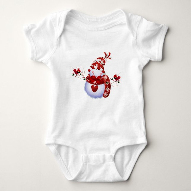 Berry Cute Snowman Christmas Holiday Baby Bodysuit (Front)