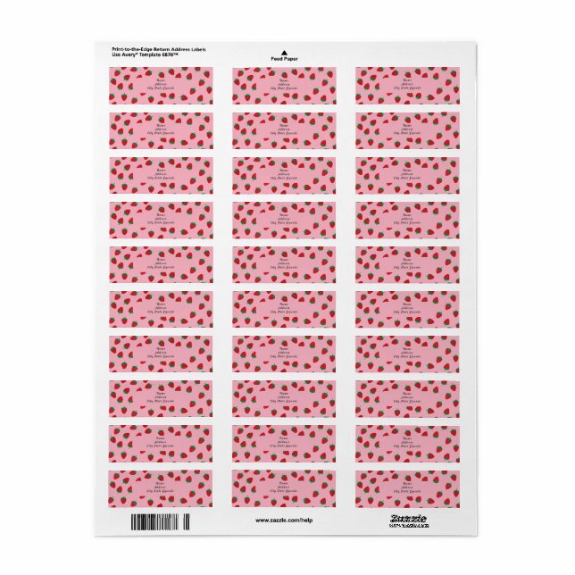 Berry Cute Strawberry Return Address Label (Full Sheet)