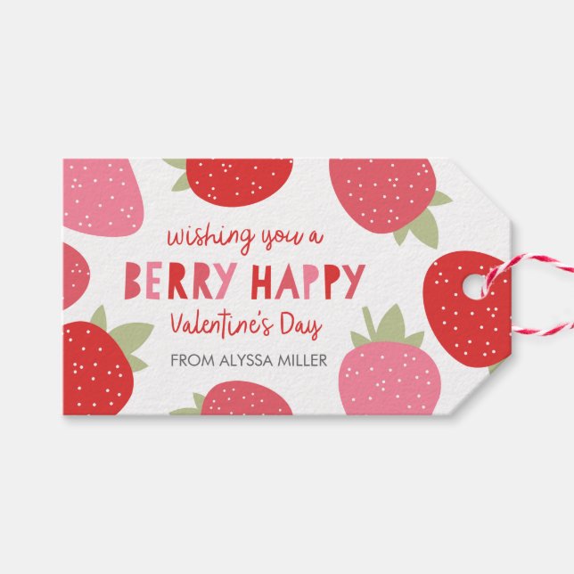 Berry Cute Valentine Gift Tags (Front (Horizontal))