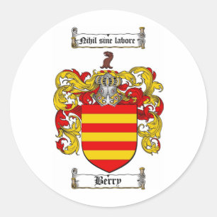 BERRY FAMILY CREST -  BERRY COAT OF ARMS CLASSIC ROUND STICKER