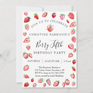 Berry Fifth Birthday Party 5th Birthday Invitation