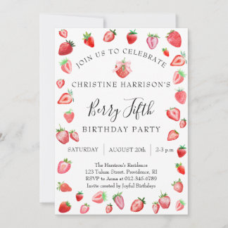 Berry Fifth Birthday Party 5th Birthday Invitation