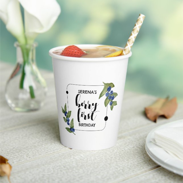 Berry First | 1st Birthday | Blueberry | Miminal Paper Cups (Insitu)