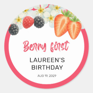 Berry First 1st Birthday Classic Round Sticker