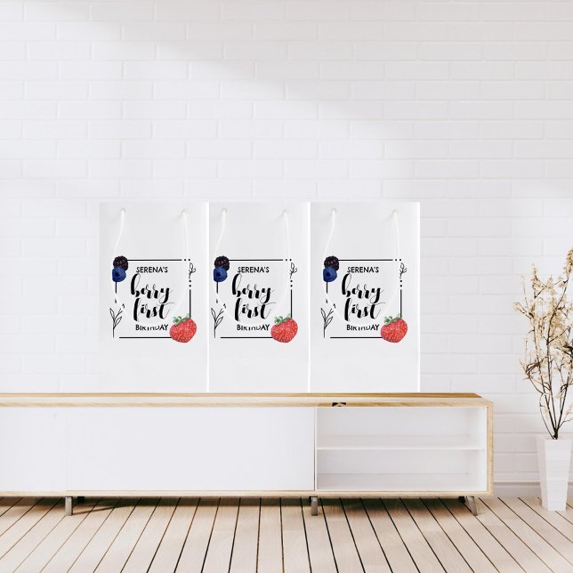 Berry First | 1st Birthday | Mixed Berry | Minimal Small Gift Bag (Creator Uploaded)