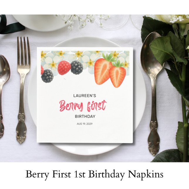 Berry First 1st Birthday  Napkin (Creator Uploaded)