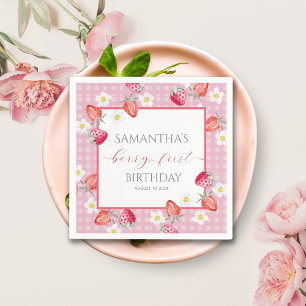 Berry First 1st Birthday Paper Plate Napkin