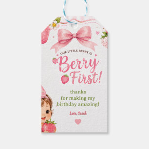 Berry First 1st Birthday Strawberry Girl Gift Tags