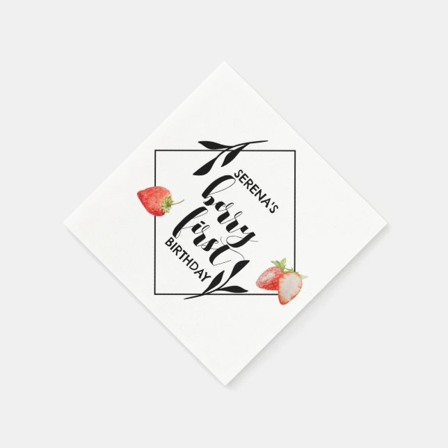 Berry First | 1st Birthday | Strawberry | Modern Napkin (Corner)