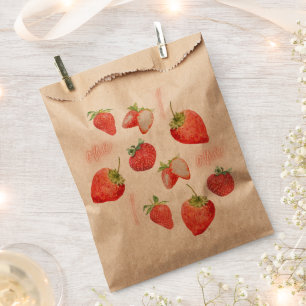 Berry First 1st Birthday Strawberry Pattern Favour Bags
