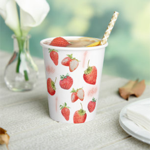 Berry First 1st Birthday Strawberry Pattern Paper Cups