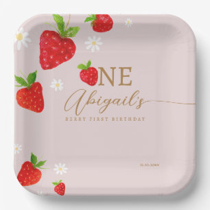 Berry First 1st Strawberry Birthday Paper Plate