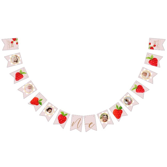 Berry First 1st Strawberry Birthday Photo Bunting (All)