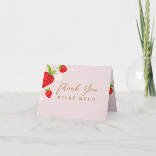 Berry First 1st Strawberry Birthday Thank You Card