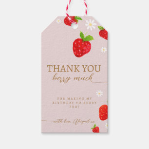 Berry First 1st Strawberry Birthday Thank you Gift Tags