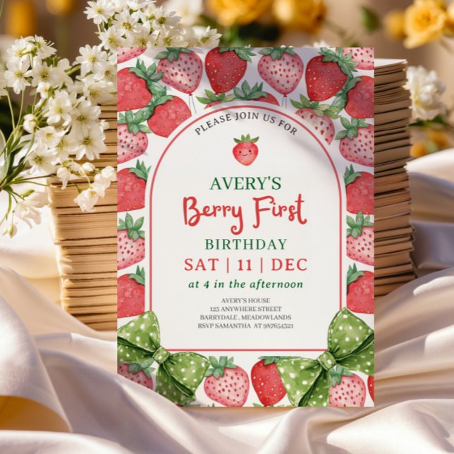 Berry First Birthday 1st Berry Birthday Invitation (Creator Uploaded)
