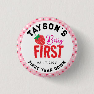 Berry First Birthday 1st Birthday Strawberry 3 Cm Round Badge