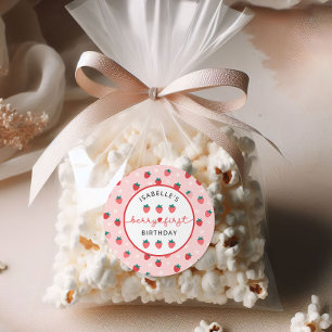 Berry First Birthday 1st Birthday Strawberry Party Classic Round Sticker