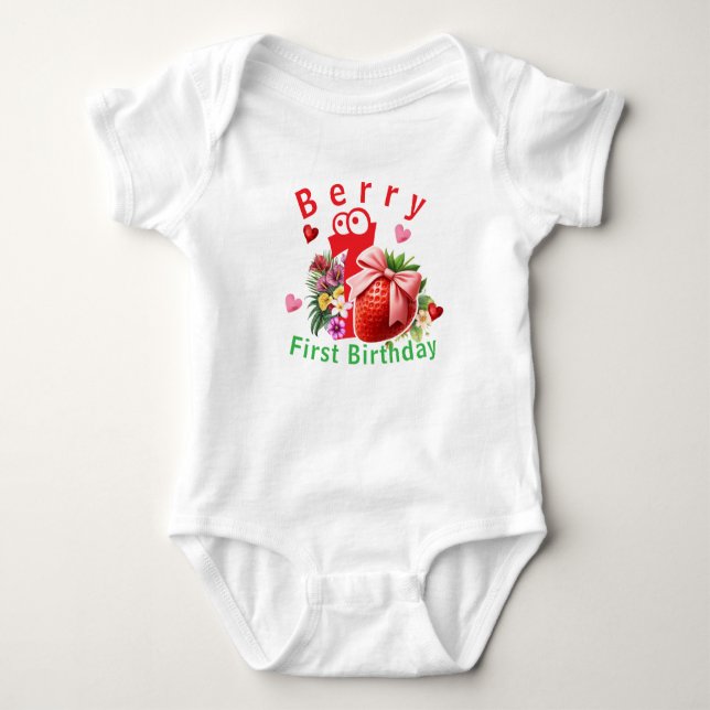 Berry first birthday baby bodysuit (Front)