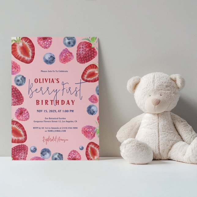 Berry First Birthday Berries Party Invitation (Creator Uploaded)