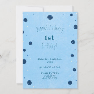 Berry first birthday boy invitation