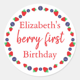 Berry First Birthday Classic Round Sticker