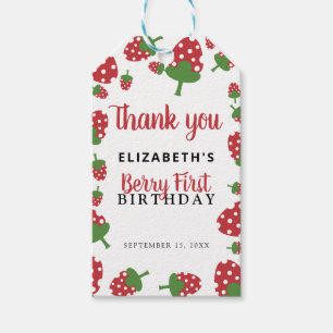 Berry First Birthday Cute Strawberry Girl Gift Tags