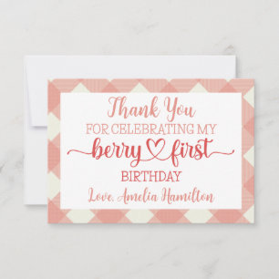 Berry First Birthday Flat Thank You Card