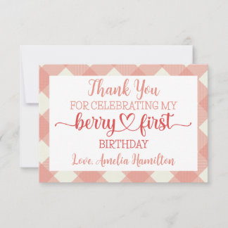 Berry First Birthday Flat Thank You Card