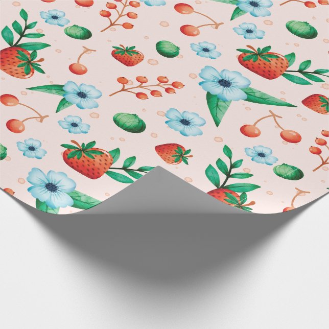 Berry First Birthday Gift  Wrapping Paper (Corner)