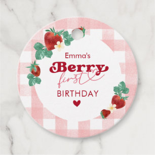 Berry First Birthday Girl 1st Birthday Strawberry Favour Tags
