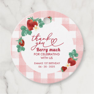 Berry First Birthday Girl 1st Birthday Strawberry Favour Tags