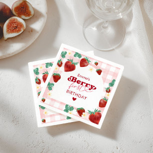 Berry First Birthday Girl 1st Birthday Strawberry Napkin