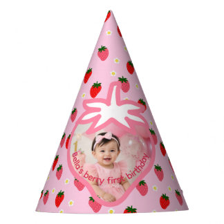 Berry First Birthday Girl Strawberries Party Hat
