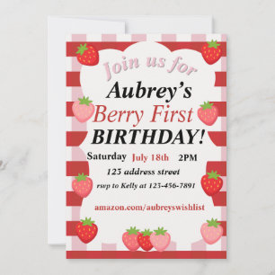 berry first birthday invitation