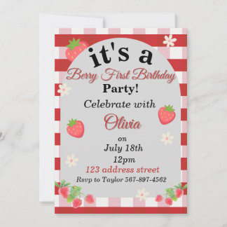 berry first birthday invitation