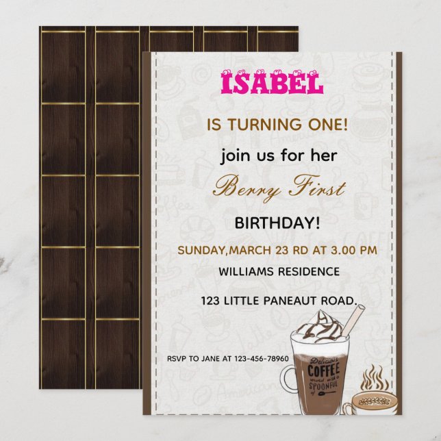 Berry First birthday invitation (Front/Back)