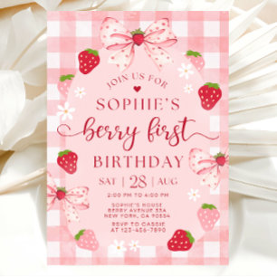 Berry first birthday invitation, 1st birthday invitation