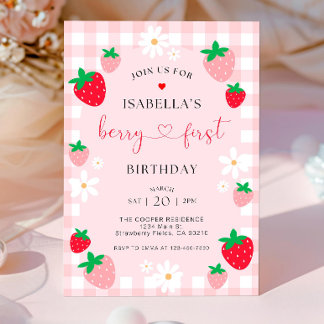 Berry First Birthday Invitation, Editable 1st Birt Invitation