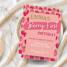 Berry First Birthday Invitation, First Birthday